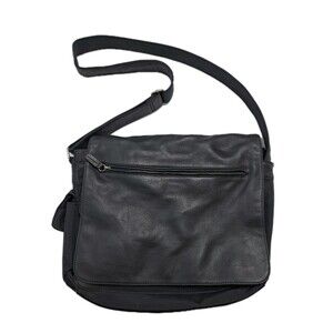 Fossil Crossbody Messenger Black Leather HandBag Organizer Travel Satchel 75082